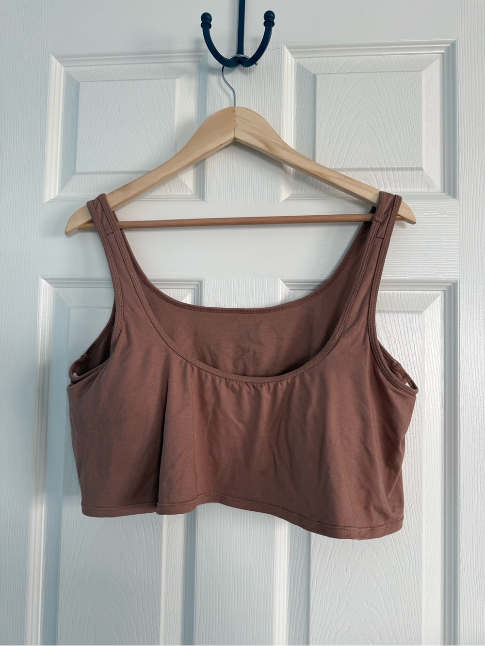 Halara U Neck Draped Cropped Yoga Tank Brown NEW Large L